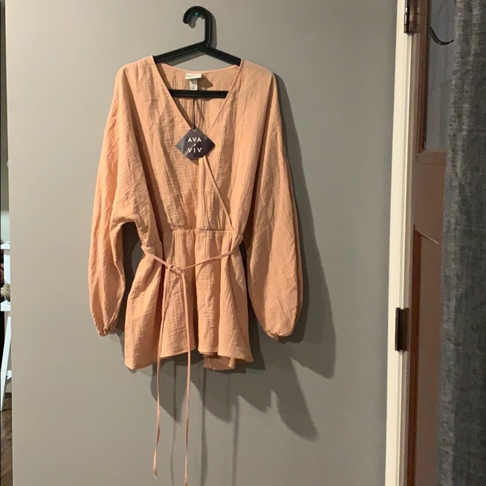 Ava & Viv Pink Long Sleeve Blouse